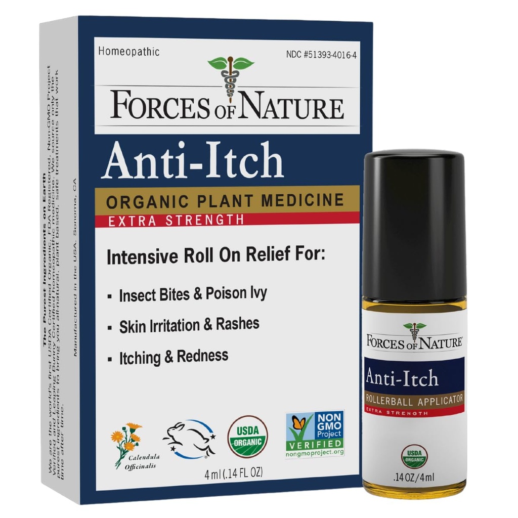 FORCES OF NATURE Organic Anti-Itch Extra Strength Roll On, 0.14 FZ