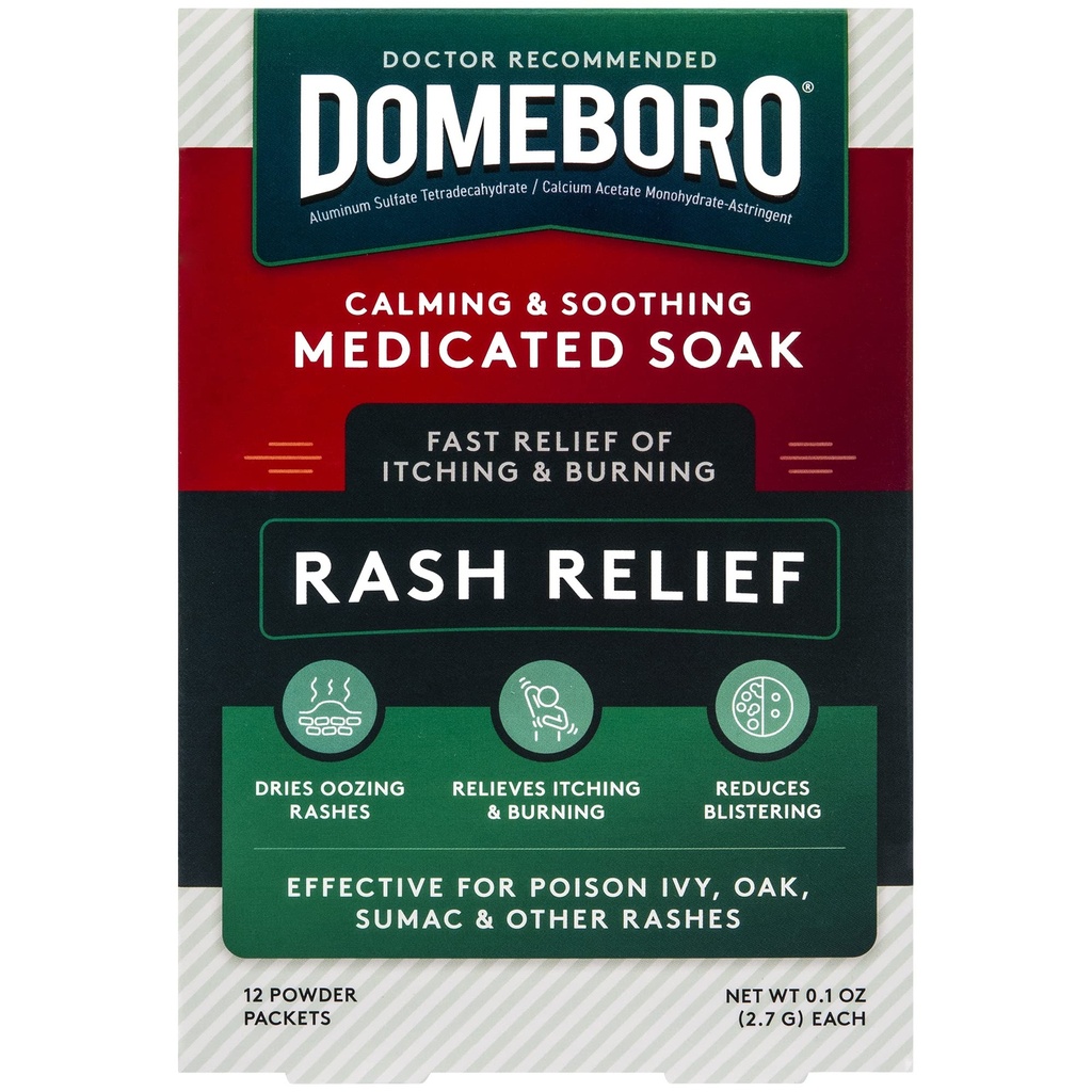 Domeboro Medicated Soak Rash Relief (Burow’s Solution), 12 Count (Pack of 1) - Packaging May Vary