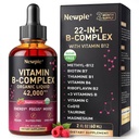 Vitamin B Complex Liquid Drops - B12 Methylcobalamin, B6, B1, Niacin & Folate, Biotin, Vitamin C, Choline, Inositol, CoQ10 & Taurine - Methylated Sublingual for Energy & Focus - Vegan, Organic