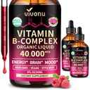 VivoNu Vitamin B Complex Liquid Drops, Methylated Vitamin B12 6000 mcg, B1, B6, B3, B5, B2, Folate, Biotin, Magnesium, Zinc, CoQ10 for Metabolism* & Energy Support, Raspberry Flavor - 2 Bottle