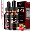 (2 Pack) Vitamin B12 liquid Drops, B12 vitamins 5000 mcg, Vitamin B Complex Supplement with Methylcobalamin B12 Sublingual, Vitamin B6, Folate for Energy, Brain, Heart Health, Vegan Strawberry Flavor