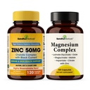 SANDHUHERBALS Zinc 50mg Bundle with Magnesium Complex 6 in 1 Supplement | Supports Immune, Muscle Health & Quality Sleep | for Men & Women
