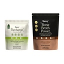 SAVVY Bone Broth Power Chocolate Protein Powder, 23g Protein, 12g Collagen & Recharge Electrolyte Powder, Sugar Free Conscious Hydration Drink with Sodium, Magnesium, Potassium, Glycine, Lemon Flavor
