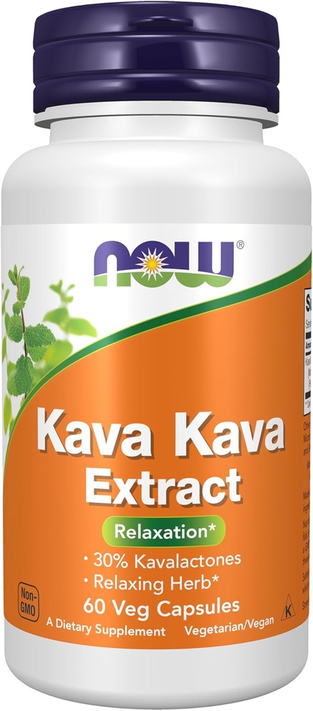NOW integratori, Kava Kava Estratto 250 mg, 30% Kavalactones, Herbal Relaxation Blend*, 60 capsule di veg