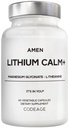 Amen Lithium Calm+ Supplement - Lithium Orotate Pills with Magnesium Glycinate & Oxide, L-Theanine - Gluten-Free, Non-GMO - 60 Capsules