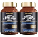 2 Packs Lisopomal Lithium Orotate Complex Capsules, Lithium Orotate 20 mg, Magnesium Glycinate & Ashwagandha, Brain Health Supplements for Cognitive, Mood & Memory – Non-GMO, 240 Vegan Capsules