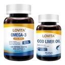 LOVITA Omega Duo Bundle - 1 Fish Oil (120ct) & 1 Norwegian Cod Liver Oil (90ct), High Absorption rTG & TG Forms, VIT A & D (2 Pc)