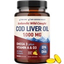 Cod Liver Oil Softgels 1000MG | Omega 3 + Vitamin A & D3 | Wild Caught Cod Liver Oil, Icelandic Sourced & Molecularly Distilled | EPA DHA Omega 3 Supplement for Bone & Immune Health | 60 Ct