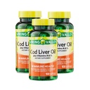 Cod Liver Oil Plus Vitamins A & D3, 100 Softgels - Dietary Supplement (Pack of 3)