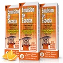 Emulsion de Escocia Cod Liver Oil Liquid with Vitamins A, D, E & B1, Omega-3 Fish Oil Supplement for Kids & Adults, Supports Immune & Bone Health, Orange Flavor, 6.5 Fl Oz Bottles, 3-Pack