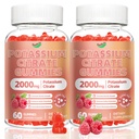 (2 Packs) Potassium Citrate 2000mg, Potassium Gummies for Adults-Boost Muscle Growth & Immune Support - 120 Count Raspberry Flavor