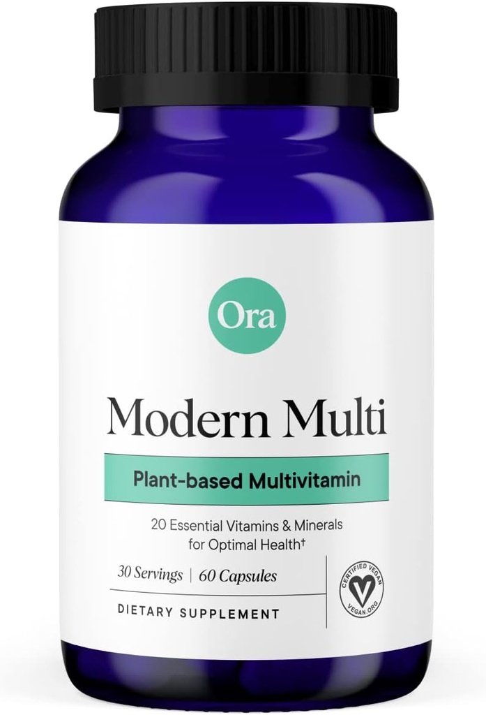 Ora szerves növényi alapú multivitamin nőknek és férfiaknak, Bluelight Protection - Brain, Eye, Energy, Immune, Skin, Hair, Heart, and Bone Health Support, 60 Vegan kapszula