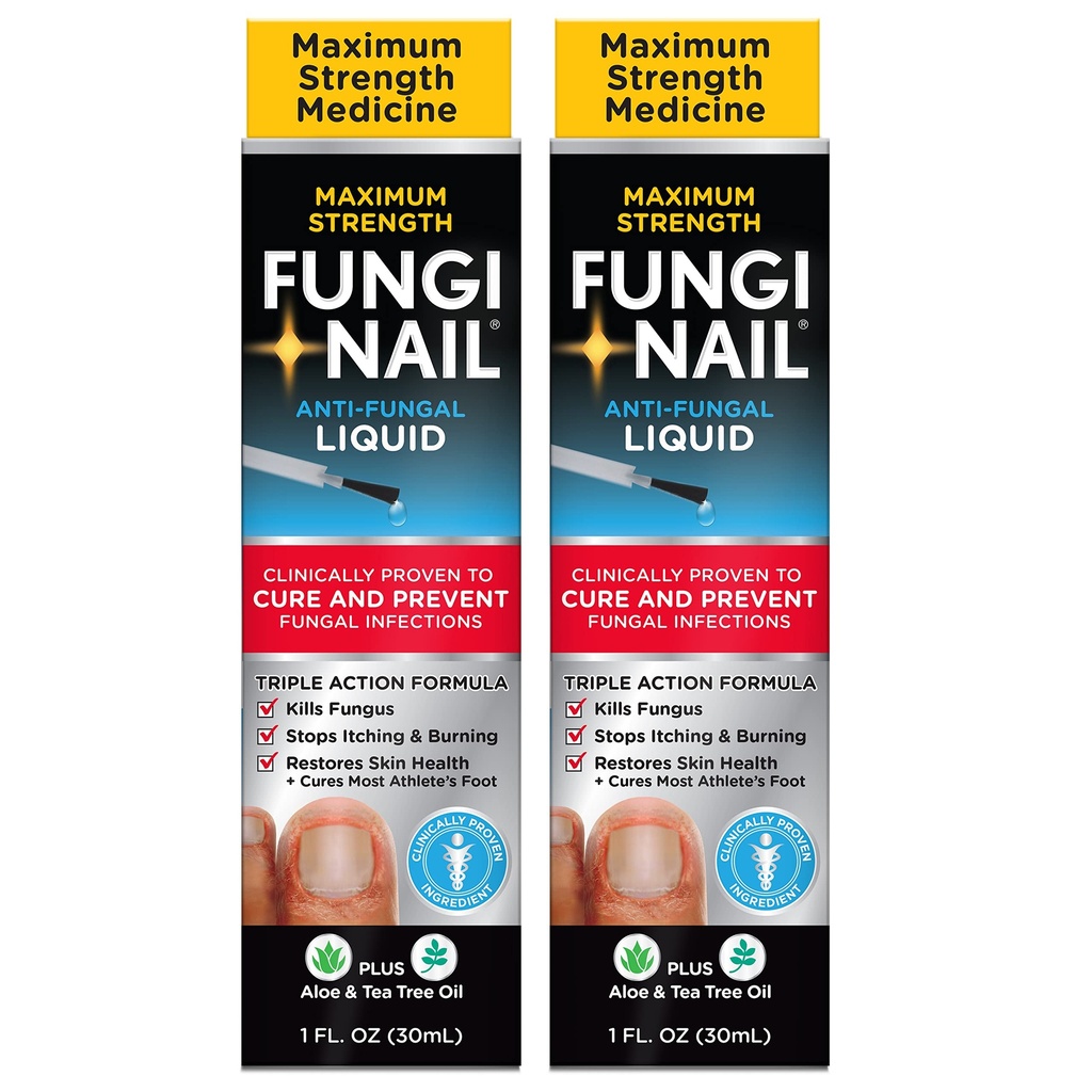 Fungi-Nail Anti-Fungal Liquid Solution, 1 Oz (Pack of 2), Kills Fungus, Athletes Foot Treatment, Toe Fungus Treatments w/Tolnaftate, Clinically Proven to Cure and Prevent Fungal Infection