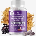 TrueSeaMoss Irish Sea Moss Capsules - 120 Elderberry Capsules (1600mg) - пребіотичні суперпродукти - Boosts Система Immune & Дайвінг - Здорова шкіра, Keto Detox, Gut, Joint Support