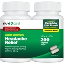 NUVICARE Headache Relief with Acetaminophen 250 mg, Aspirin (NSAID) 250 mg, Caffeine 65 mg - Temporary Relief of Minor Aches & Pains - Compare to Excedrin Extra Strength Pain Reliever (2 Pack)