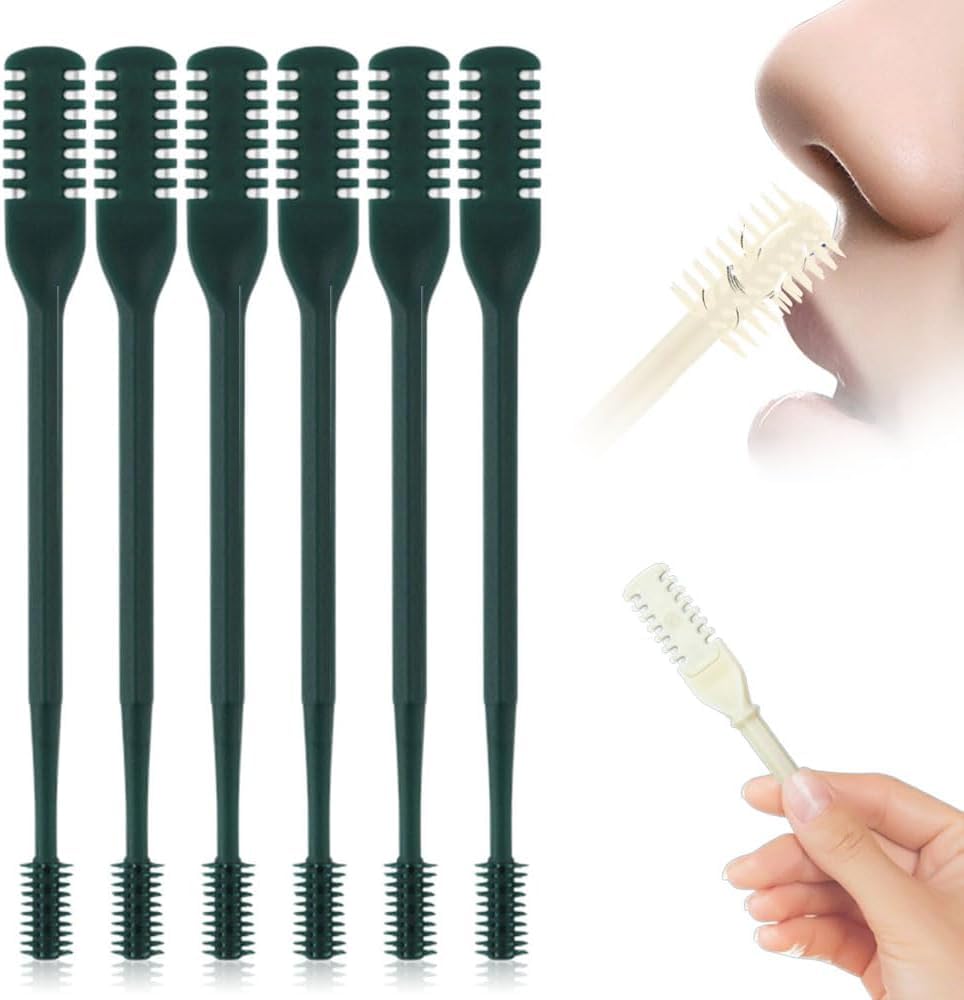 Nasal Hair Cutter, 2025 New Nose Hair Trimmer for Men Women, 360° Rotating Portable Manual Nose Hair Remover, Double Sided Noses Hairs Knife Travel Essentials (Dark Green, 6Pcs)