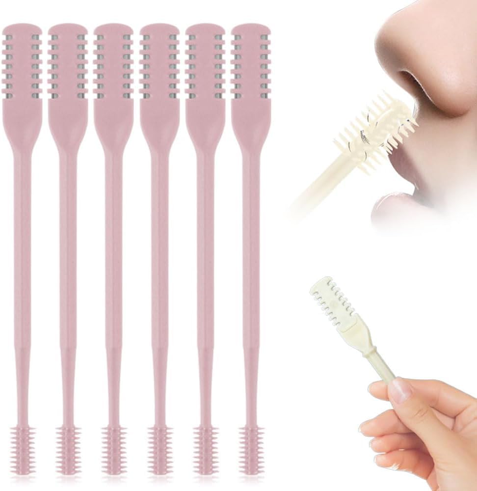 Nasal Hair Cutter, 2025 New Nose Hair Trimmer for Men Women, 360° Rotating Portable Manual Nose Hair Remover, Double Sided Noses Hairs Knife Travel Essentials (Pink, 6Pcs)