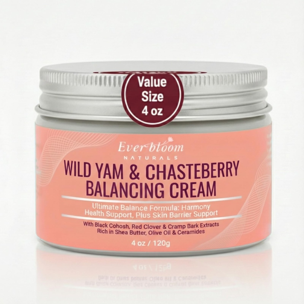 Wild Yam & Chasteberry Face Moisturizing Cream, 4oz, with Black Cohosh, Shea Butter, Magnesium & Green Tee, Women Health and Sleep Support
