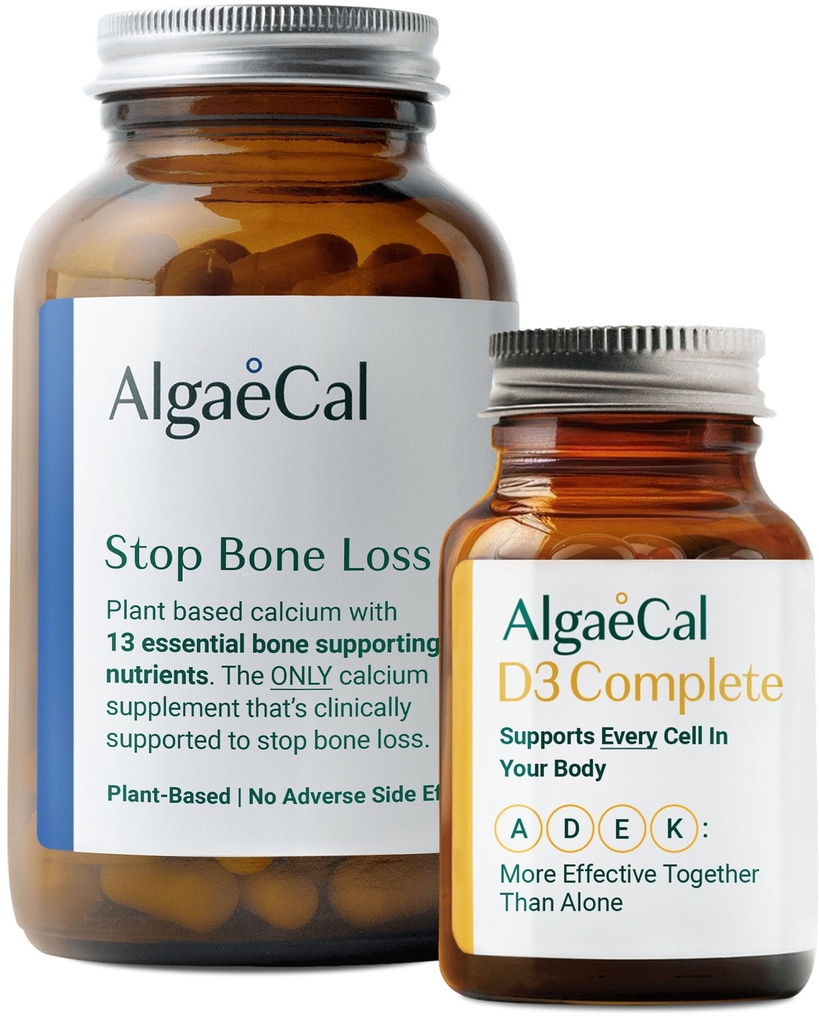 ALGAECAL Bundle - Vitamin D3 Complete (1000 IU) + K2, VIT E, VIT A Basic Plant-Based Calcium for Bone Support
