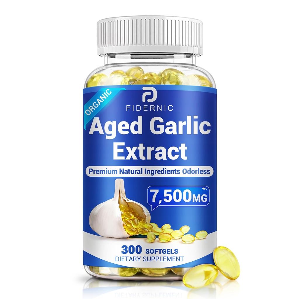 Aged Garlic Extract – Odorless Organic Garlic Supplement, Supports Immune Health & Heart Function, 2 Years Matured for Antioxidant Wellness, Natural Herbal Supplements, Non-GMO - 300 Softgels
