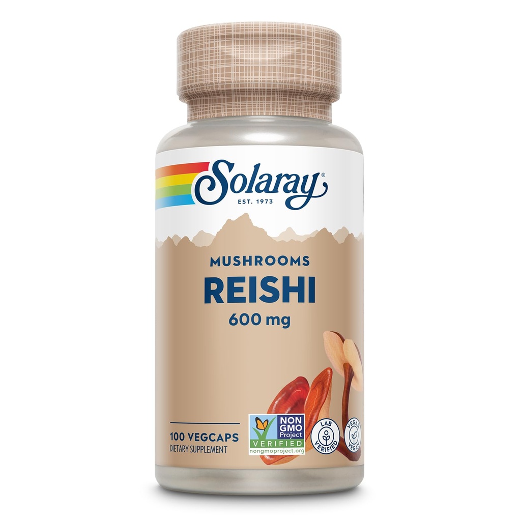 SOLARAY Reishi Mushroom 600mg - Reishi Mushroom Capsules for Immune Support - Vegan, Lab Verified - 60-Day Money-Back Guarantee - 100 Servings, 100 VegCaps