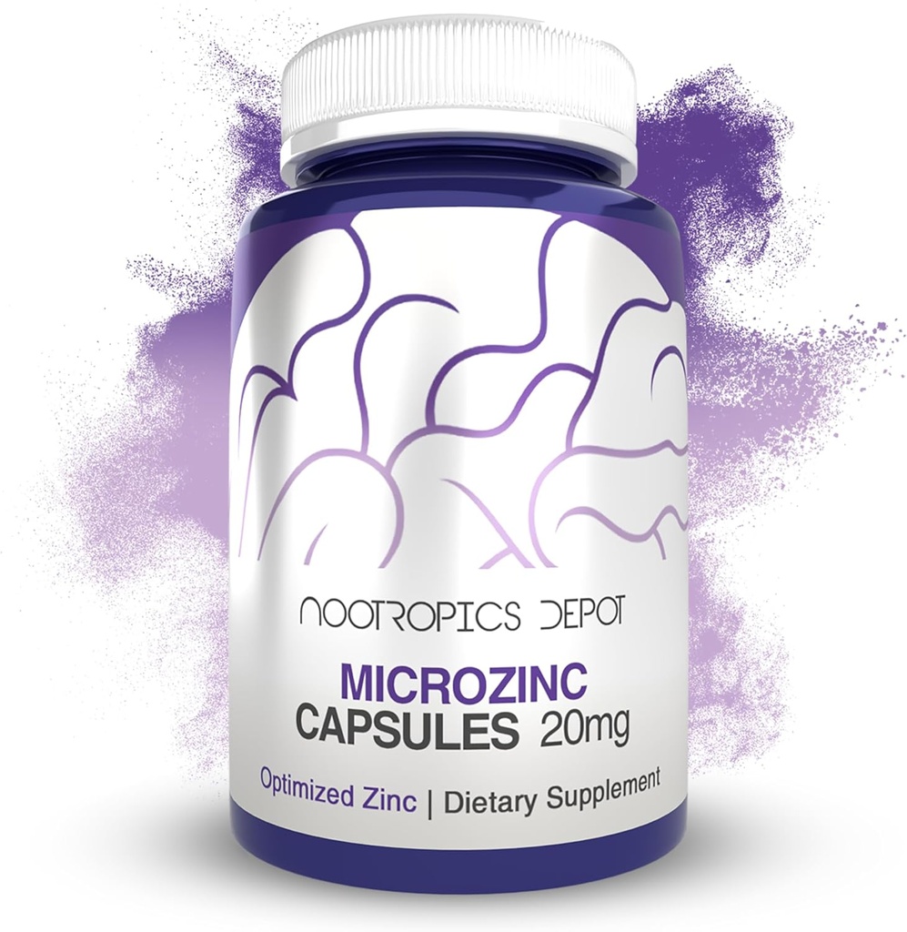 Nootropics Depot MicroZinc Capsules | 20mg | Suplemento de zinc optimizado | 90 conta