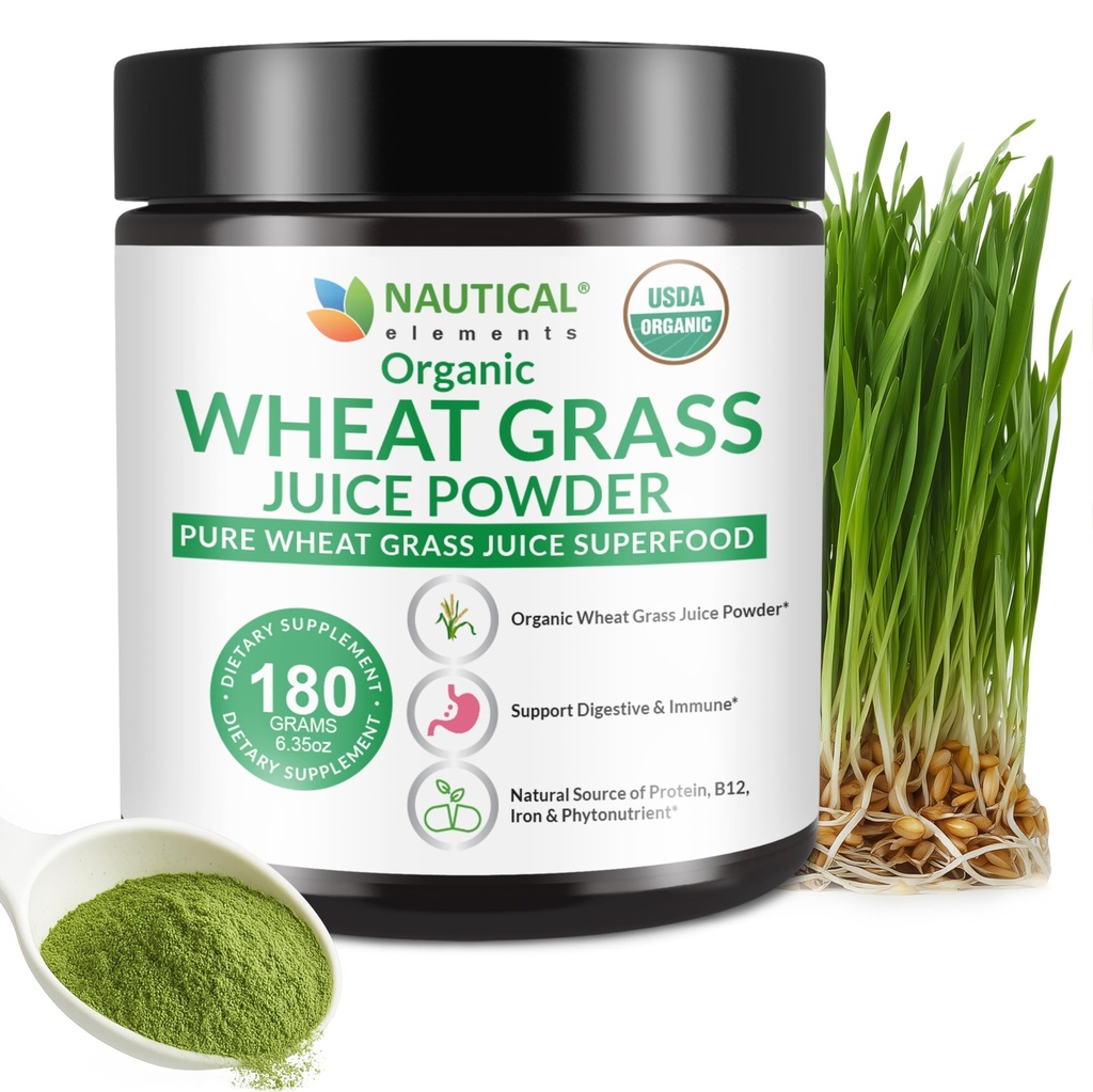 Wheat Grass Powder Organic – Premium Wheat Grass Juice Powder Organic, Raw & Nutrient-Dense Superfood – Cold-Processed, High Chlorophyll, Non-GMO, Gluten-Free – 6.35oz (180g) | 72 Servings
