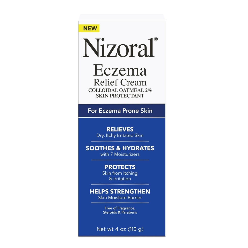 Nizoral Eczema Relief Cream, 4 Fl Oz (Pack of 1), Relieves Dry Itchy Irritated Skin, Soothes Hydrates with 7 Moisturizers, Colloidal Oatmeal 2%, Eczema Cream for Adults