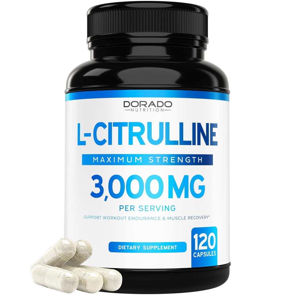 L Citrulline 3000mg Supplement (120 Capsules) Support L Arginine & Nitric Oxide Pills - L-Citrulline For Men & Women - Muscle Recovery & Pump Supplement - 3rd Party Tested, Vegan, Non-GMO - USA Made