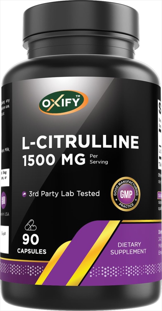 Oxify L-Citrulline 1500 mg | 90 Capsules | Gluten-Free, Non-GMO | Supplement Made in USA