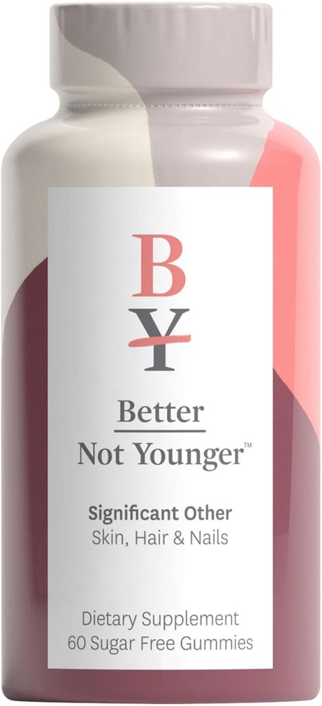 Better Not younger Informational Other Hair, Skin & Nails Supplement - 配有维生素A & Biotin的无糖乳胶促进头发生长 - 残忍无毒女性头发生长治疗 - 60ct,草莓火焰