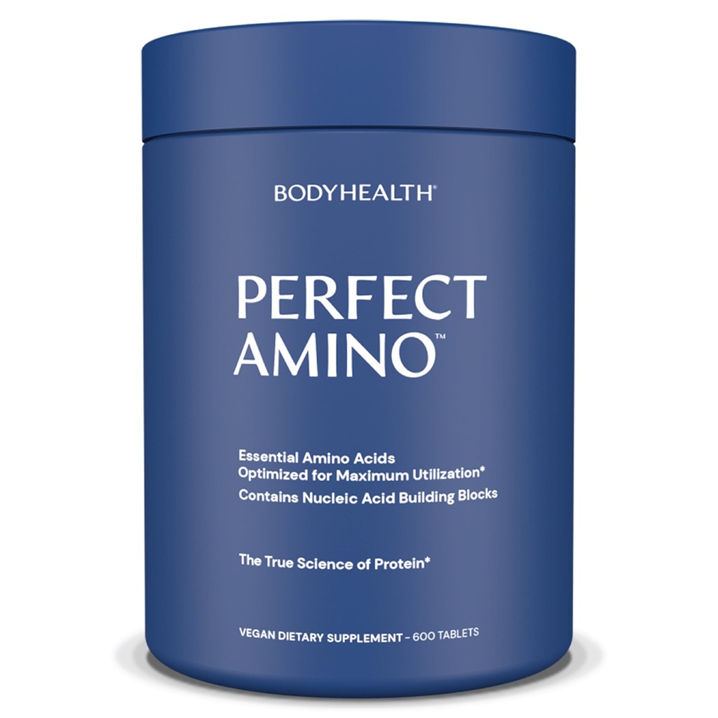 BodyHealth PerfectAmino, Essential Amino Acid with BCAAs + Lysine, Phenylalanine, Threonine, Methionine, Tryptophan, Supplement for Muscle Mass Production, Recovery & Strength (600 ct)