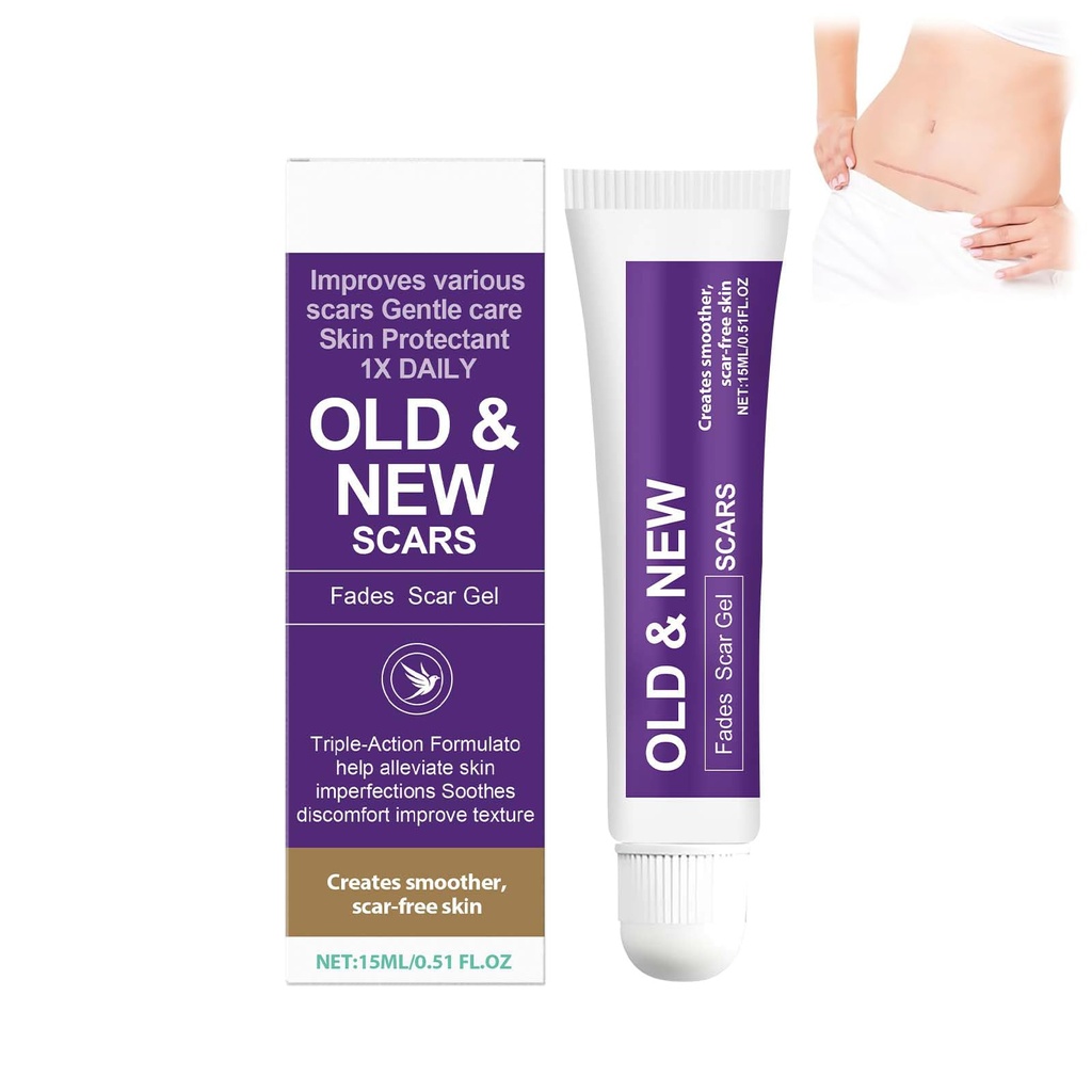 Advanced Scar Gel - Treats Old & New Scars, Reduces Appearance of Scars from Acne, Surgery, Burns, Injury & Stretch Marks, 0.5Oz