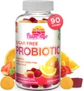 Probiotiske Gummies Sukker Free- 3 milliarder CFU Redusere gass, Bloating - Probiotika for kvinner, barn og menn Probiotiske- Bacillus Coagulans- Naturlig, Vegan, Vegetarisk, Kosher, Halal-90 Gummy Probiotika
