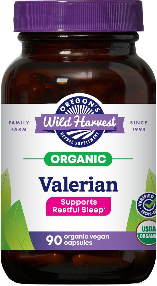 Oregon Wild Harvest, Certified Organic Valerian, Herbal Aid, 900 mg, 90 gróf