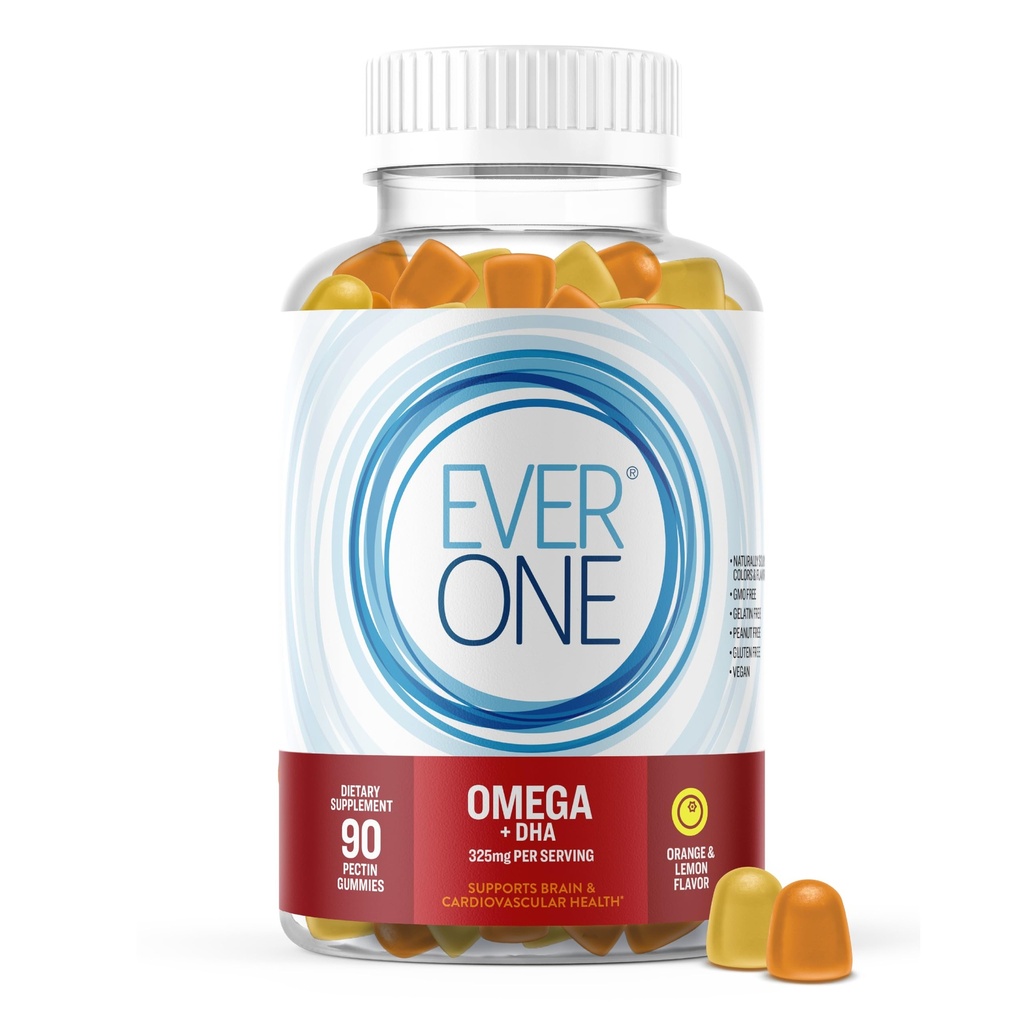 Omega Fish Oil Gummies for Adults and Teens with DHA - Support Brain and Cardiovascular Health Supplement - Vegan, Gelatin Free, GMO Free - Delicious Orange and Lemon Flavored with Omega 3, 6, and 9