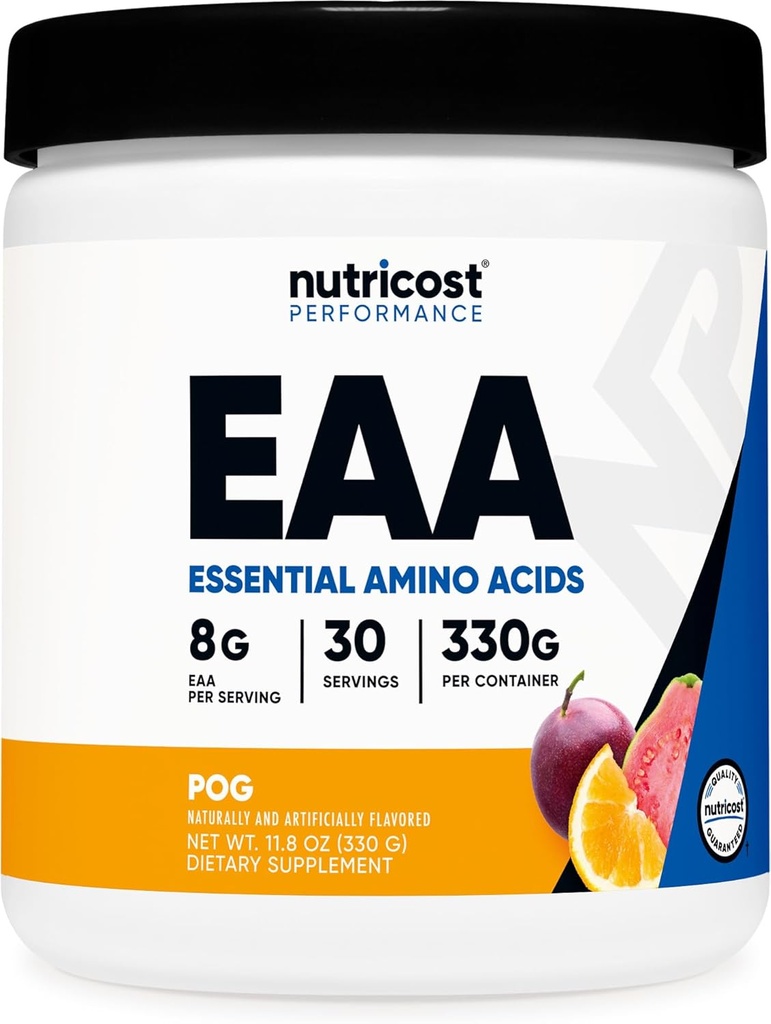 Nutricost EA Powder 30 Servings - Passion Fruit, Orange, and Guava (POG) - Essential Amino Acids - Non-GMO, Gluten Free, Vegetarian Friendly