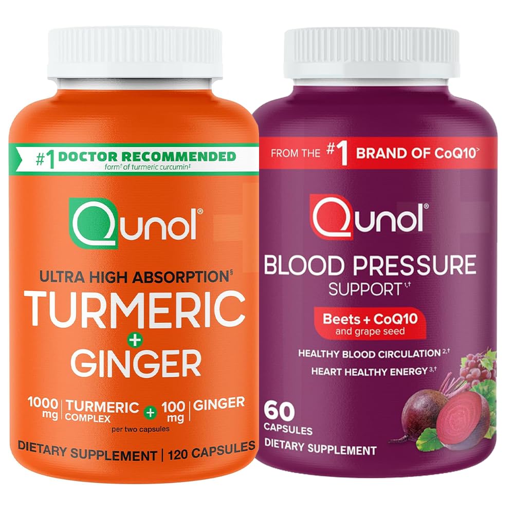 Turmeric & Blood Pressure: Turmeric and Ginger, 1000mg, 120 Capsules & Blood Pressure Support, 60 Tablets