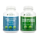 Magnesium Glycinate 400mg + Organic Turmeric Curcumin 700mg with Bioperine Providing 95% Curcuminoids - 270 Tablets & 120 Capsules - Vegan Bundle