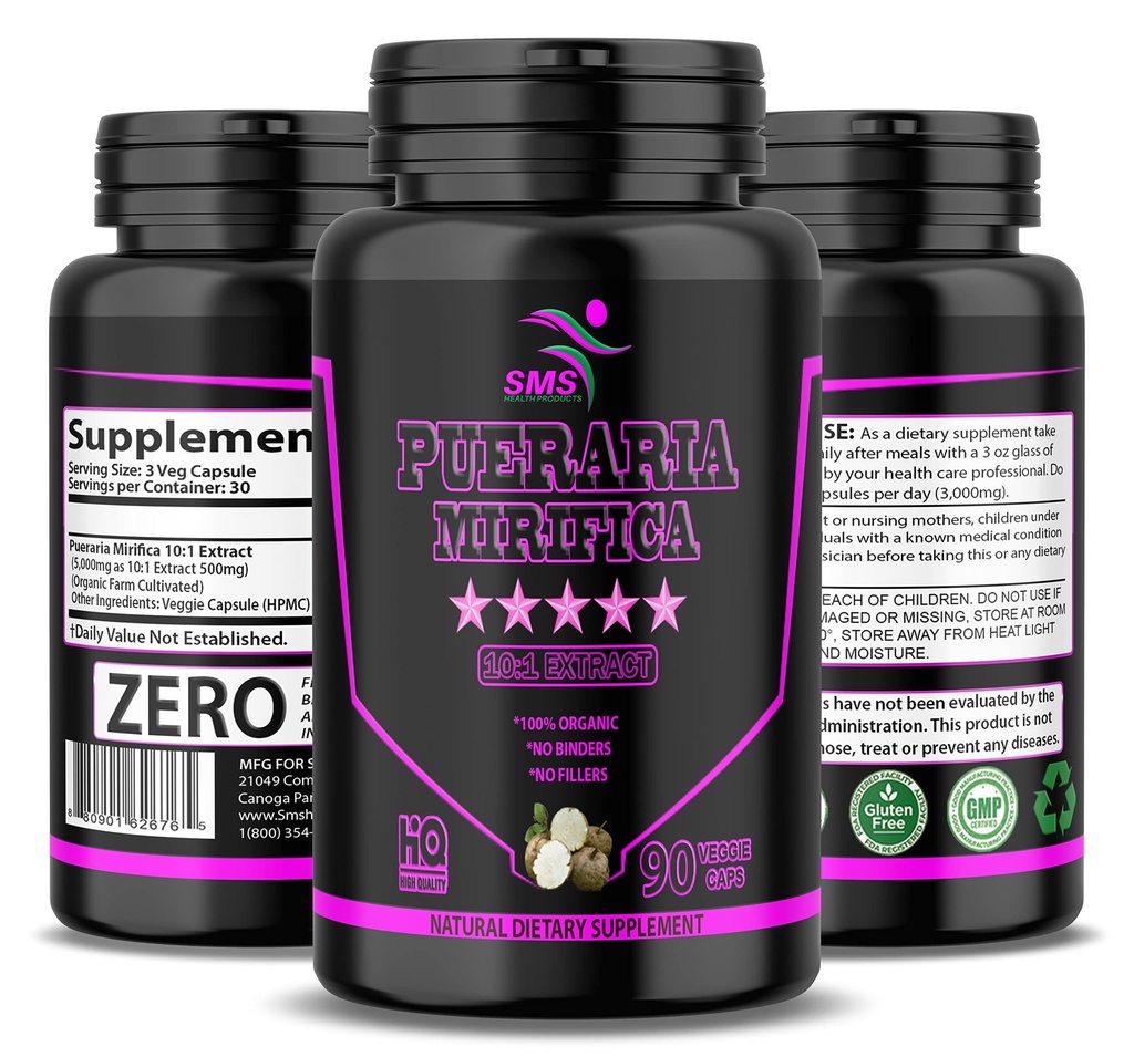 Pueraria Mirifica Pills - 1,500mg Per Servings (10:1 Extract) High Potency, Veggie Capsules, Imported from Thailand, 90 Capsules