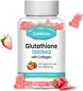 Glutation Gummies Collagen, Gummies Collagen z witaminą C, suplement Glutatione dla kobiet, Naskórek skóry włosowej mięśni & Joint, Anti-Aging, Wegan, Cukier wolny, Strawberry Flavor, 60 Count