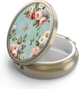 Pill Case Pill Box with Mirror Retro 3 Retment Small Pill Case for Purse or Pocket Bronze Small Roud Pill Box or Vitamins, Fish Oil, Supplements, Pill Containe Travel Hediyeleri (İngilizce) Retro Green Floral)