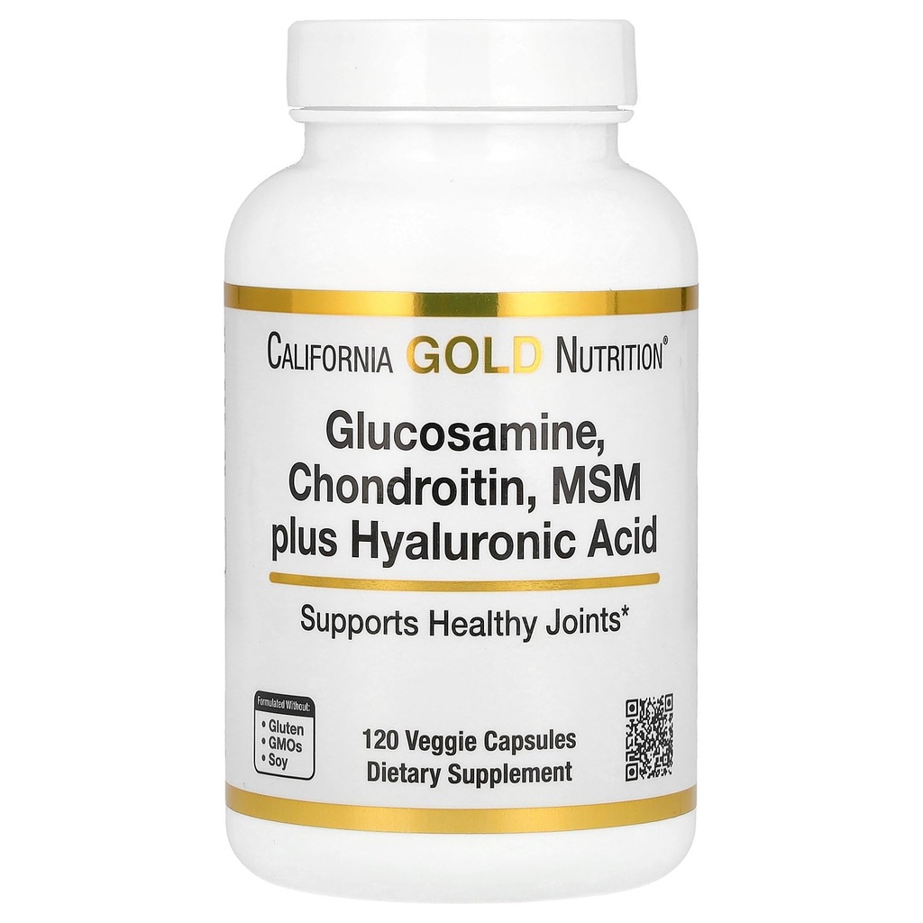 California Gold Nutrition Glucosamine, Chondroitin, MSM Plus Hyaluronic Acid, 120 Veggie Caps
