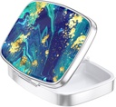 Nipichsha Pill Box, caz de pastila mic pentru Purse & Pocket, Cute Travel Medicine Organizator, Portable Medicine Container Holder to Hold Vitamine, Medicamente, Ulei de pește & Supliment, Ocean Teal Marble