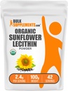 BulkSupplements.com Organic Sunflower Lecithin Powder - Sunflower Lecithin Supplement, Nutritional Supplement, Food Grade - Vegan & Gluten Free, 2.4g per Serving, 100g (3.5 oz) (Pack of 1)