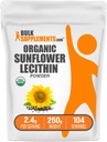 BulkSupplements.com Organic Sunflower Lecithin Powder - Sunflower Lecithin Supplement, Nutritional Supplement, Food Grade - Vegan & Gluten Free, 2.4g per Serving, 250g (8.8 oz) (Pack of 1)