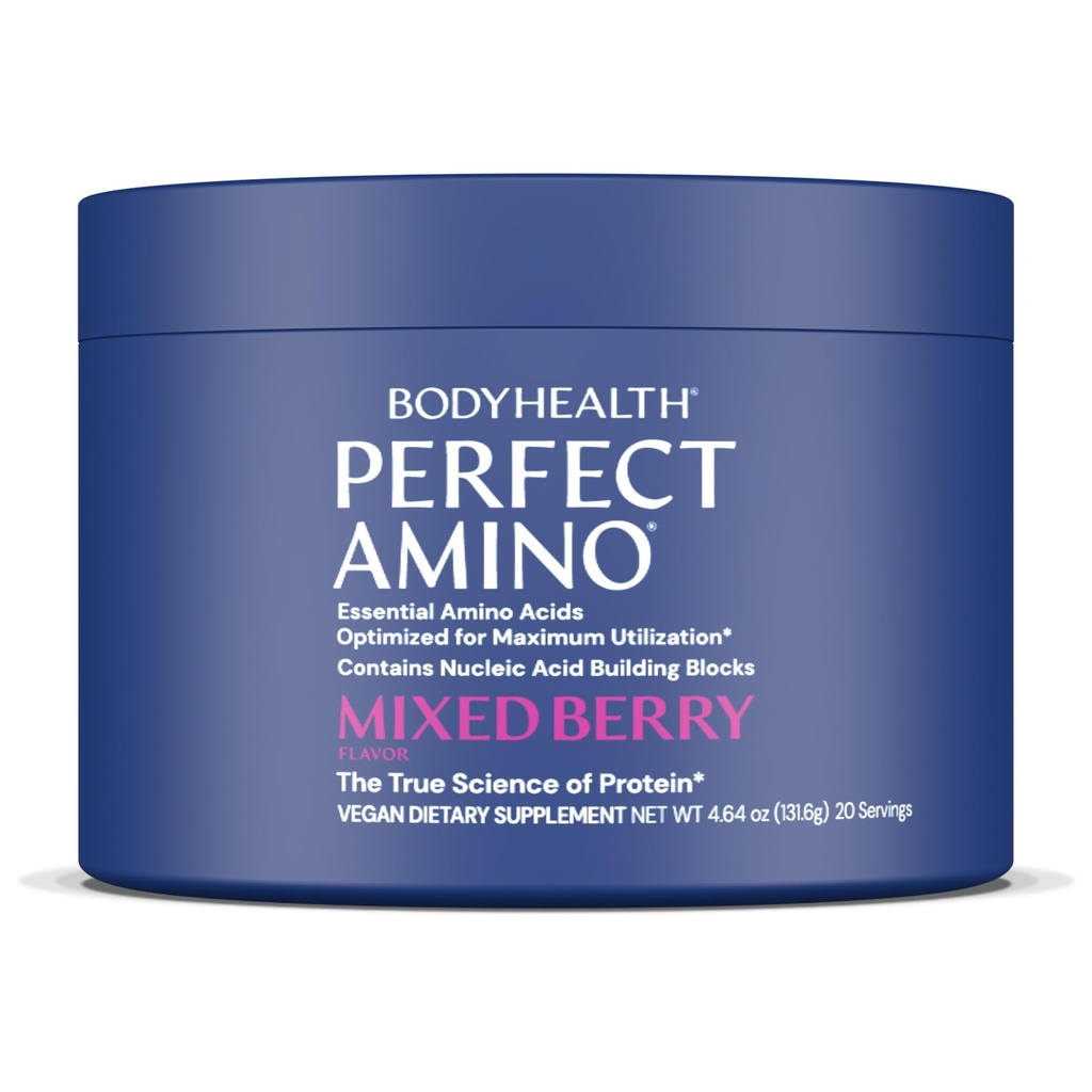 BodyHealth PerfectAmino - BCAA and EAA Powder for Pre and Post Workout - Amino Acid Energy Drink for Men and Women to Support Lean Muscle and Recovery - Mixed Berry - 20 Servings