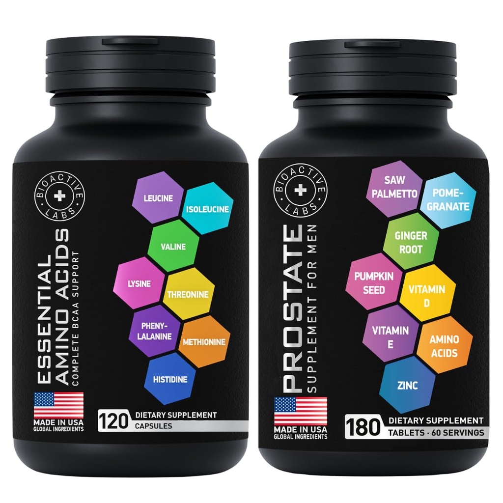 Essential Amino Acids Complex and Prostate Health Supplements Health Support Bundle