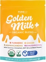 Golden Milk Powder Organic Blend - Adaptogenic Turmeric Latte with Ginger Ashwagandha & Mushroom Complex for Sleep Relaxation Vitality & Immune Support - Vegan Non-GMO & Filler Free (60 Servings)