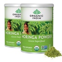 ORGANIC INDIA Moringa Powder - Moringa Oleifera Leaf Herbal Supplement, Green Superfood, Nutrient Dense, Pure Plant Protein, Vitamin A, E, K, Iron, Calcium, Fiber, Vegan, USDA Certified - 8 oz, 2-Pack